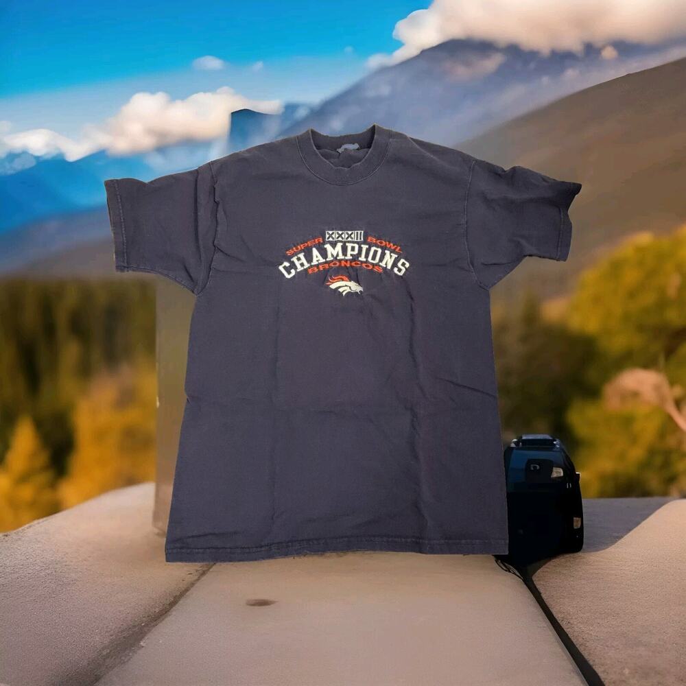 Vintage Denver Broncos Shirt Mens Large 1999 Super Bowl XXXII Champion NFL Footb